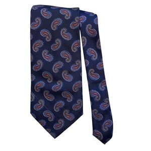 Paco Rabanne Paris Men’s Silk Tie Blue Multicolor Paisley Wide ~3 7/8”